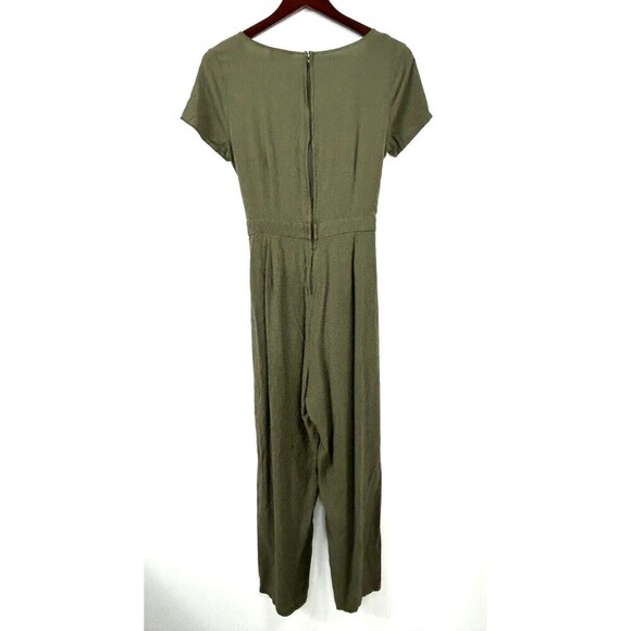 ModCloth Bay Area Believer Cropped Tie Front Jumpsuit Womens Size Medium Green E - Picture 7 of 13